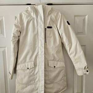 Columbia Women's White Hooded Insulated Omni Heat Parka Jacket Size S
